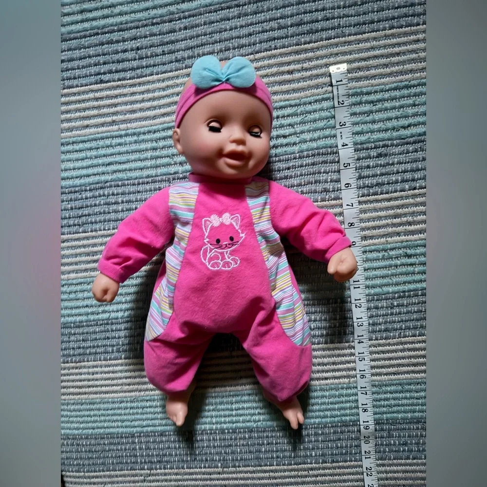 4/$25 Pink Plush Baby Doll with Blue Bow Headband - Kids Toys